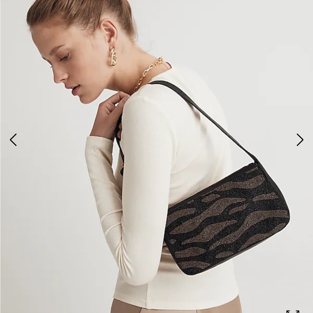 Madewell Buckle-Strap Shoulder Bag in Bead-Embellished Leather